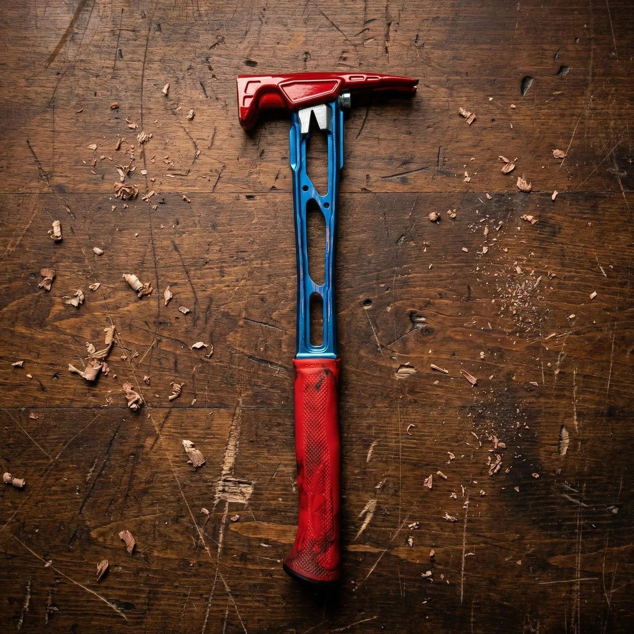 Red & Blue Accent Titanium Multi-Function Claw Hammer
